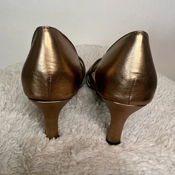 NIB touch ups Gemini bronze open toe heels NWT 7.5 size 7 1/2 - Picture 4 of 5